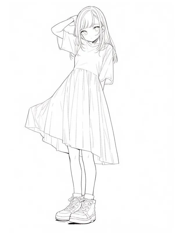 Anime Girl For Coloring Book