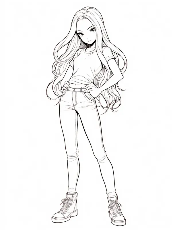Anime Girl For Coloring Book