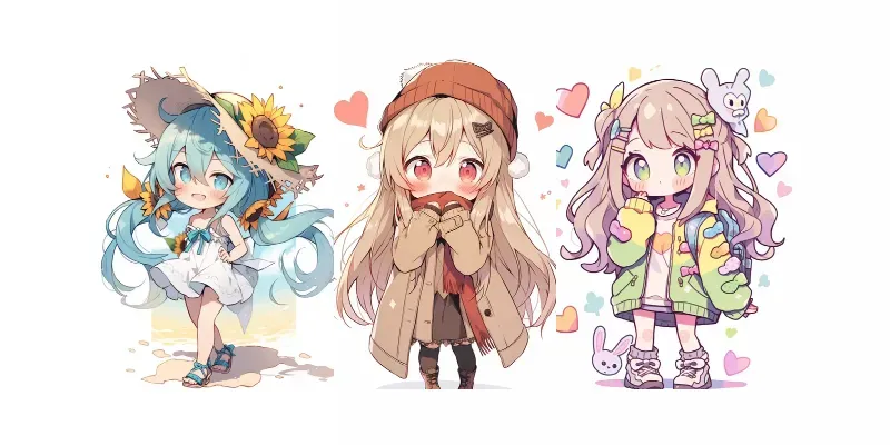 Chibi Girls In Fashion Outfits generated by undefined