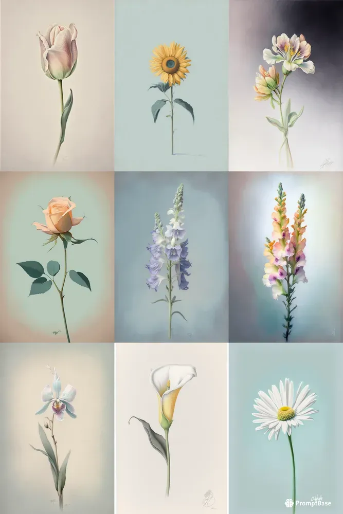Minimalist Single Flower Nature Art