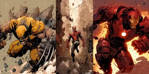 Powerful Superhero Comic Action Scenes generated by midjourney