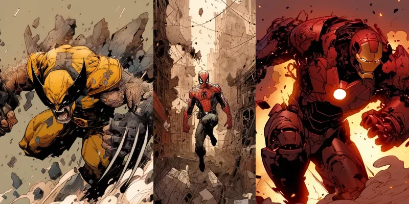 Powerful Superhero Comic Action Scenes generated by undefined