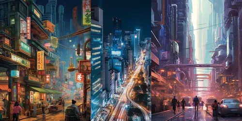 Bustling Metropolises generated by midjourney