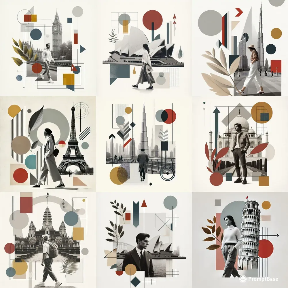 Monochromatic Collage Journeys