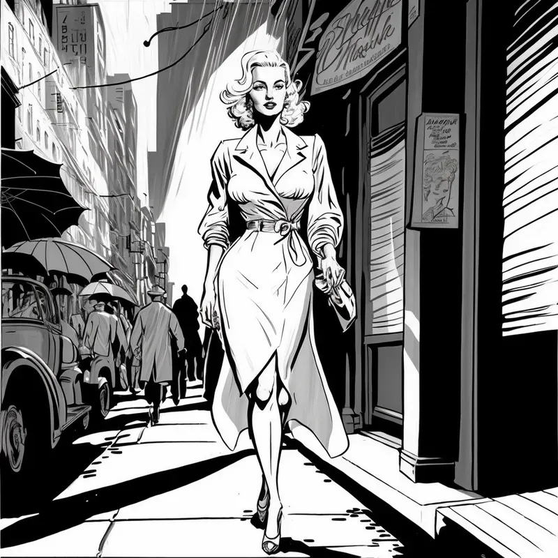 Film Noir Comic Book Drawings