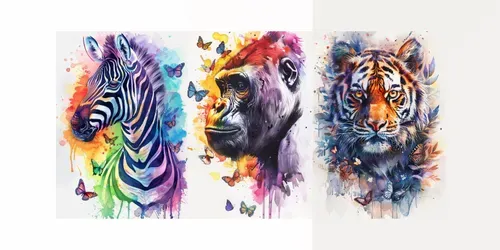 Watercolor Animals And Butterflies generated by midjourney