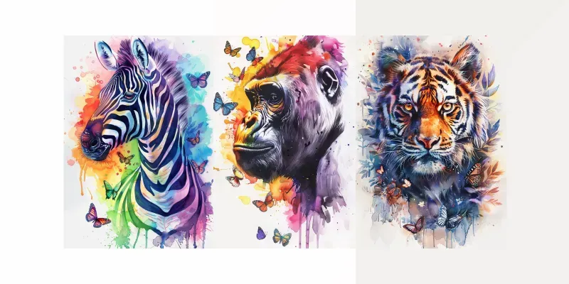 Watercolor Animals And Butterflies generated by undefined