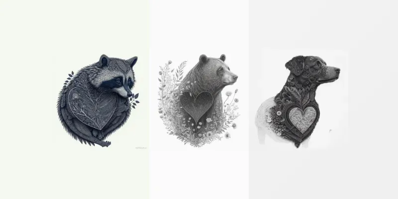 Adorable Animals With Hearts generated by undefined