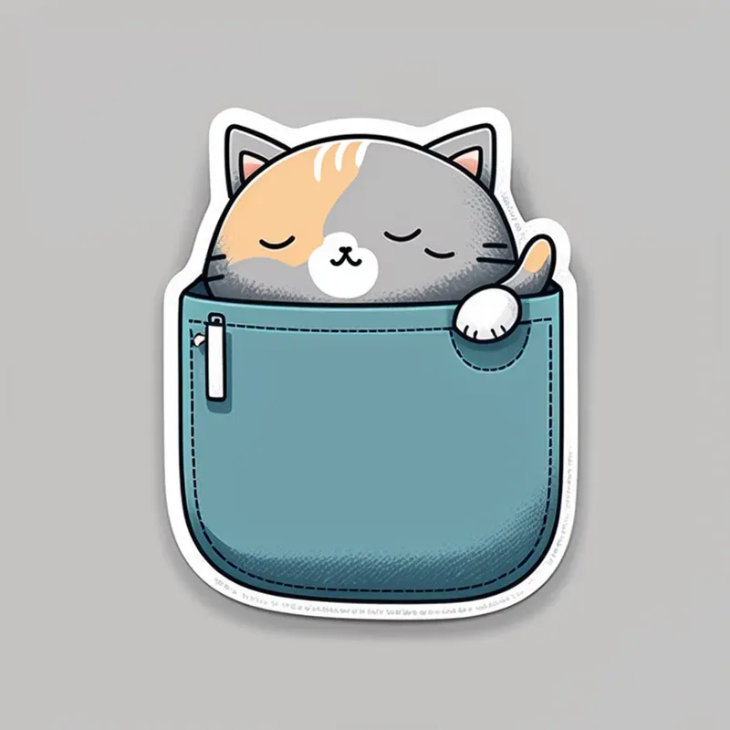 Kawaii Cute Animals In Pocket - Shirt Sticker Designs