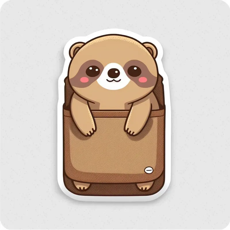 Kawaii Cute Animals In Pocket - Shirt Sticker Designs