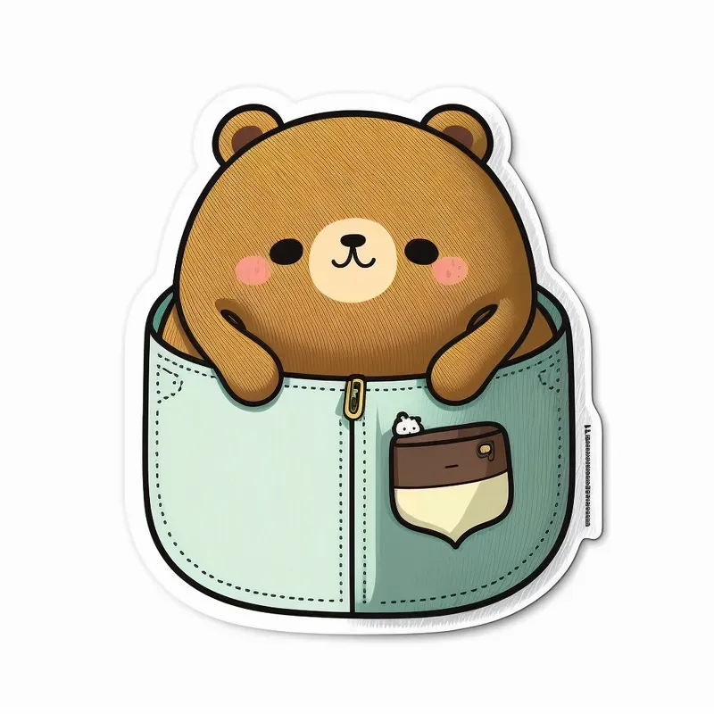 Kawaii Cute Animals In Pocket - Shirt Sticker Designs