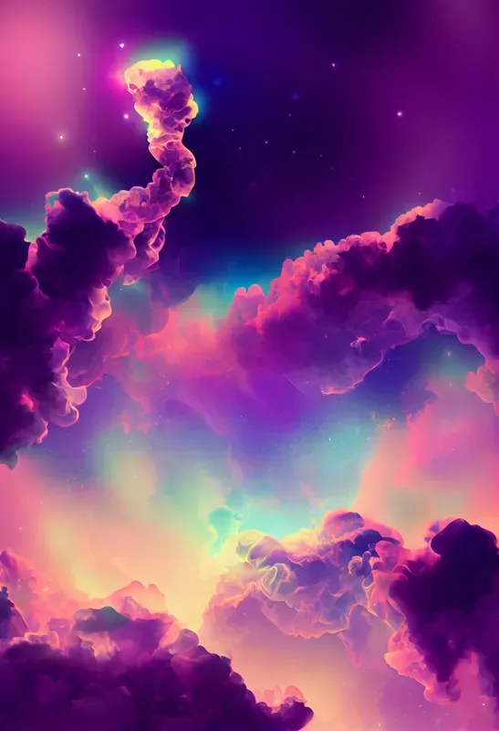 Neon Magial Clouds Wallpaper Patterns