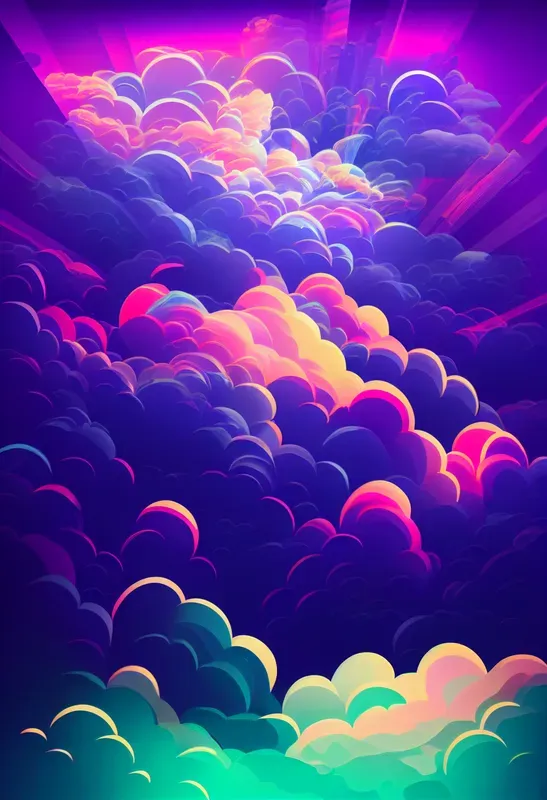 Neon Magial Clouds Wallpaper Patterns