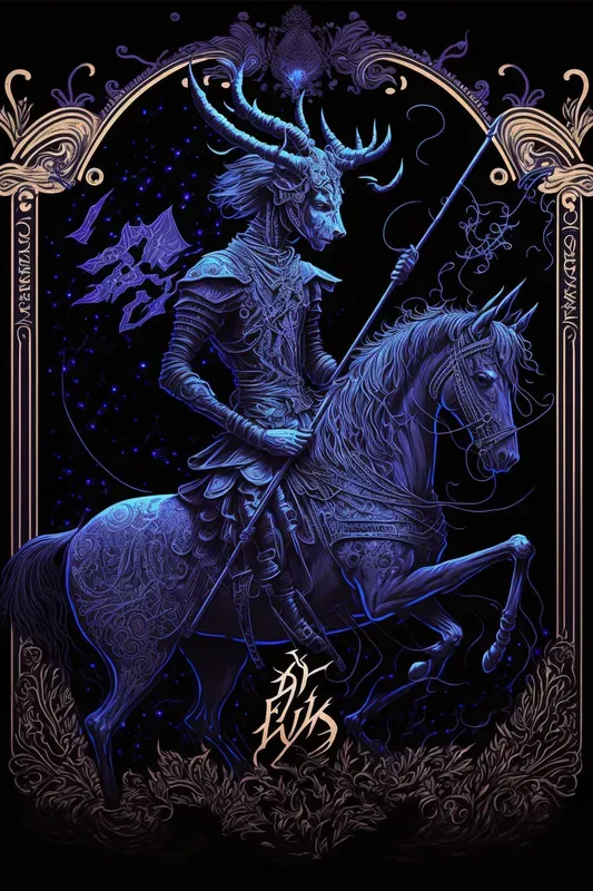 Astrological Zodiac Sign Tarot Card Style Illustration