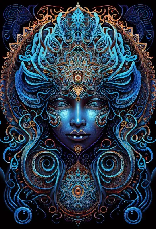 Psychedelic Shamanic Visionary Art Faces