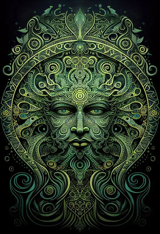 Psychedelic Shamanic Visionary Art Faces