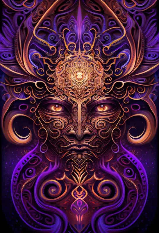 Psychedelic Shamanic Visionary Art Faces