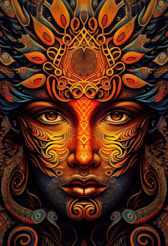 Psychedelic Shamanic Visionary Art Faces
