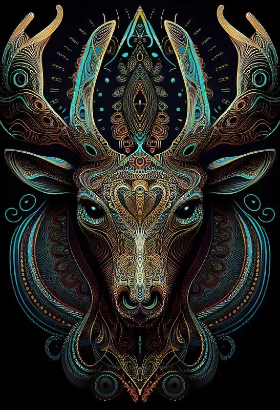 Shamanic Visionary Art Animal Faces