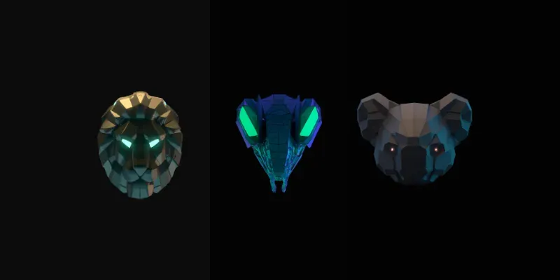 Neon Voxel Animal Logos generated by undefined