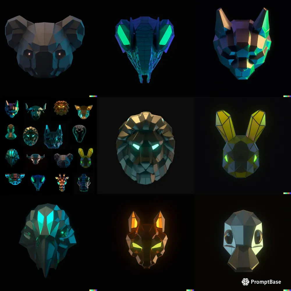 Neon Voxel Animal Logos