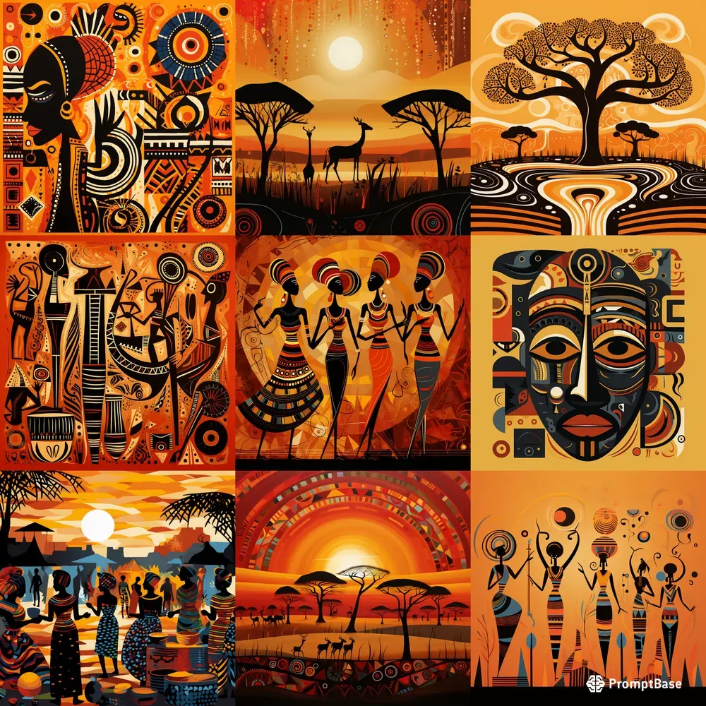 African Abstract Art Illustrations