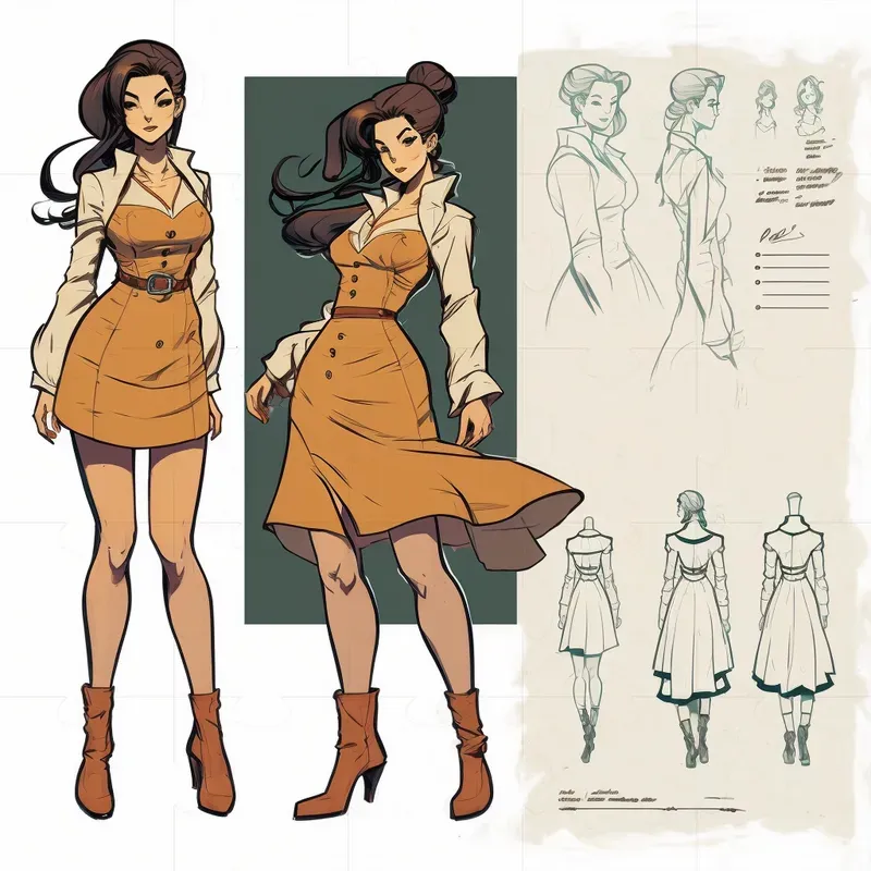Full-body Fashion Character Sketches