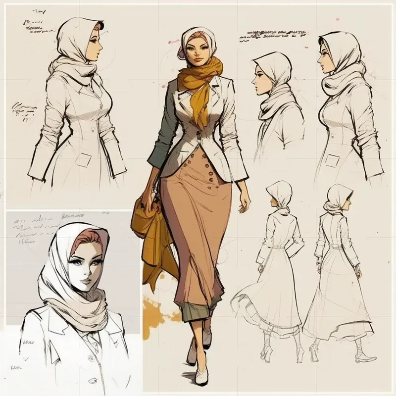 Full-body Fashion Character Sketches