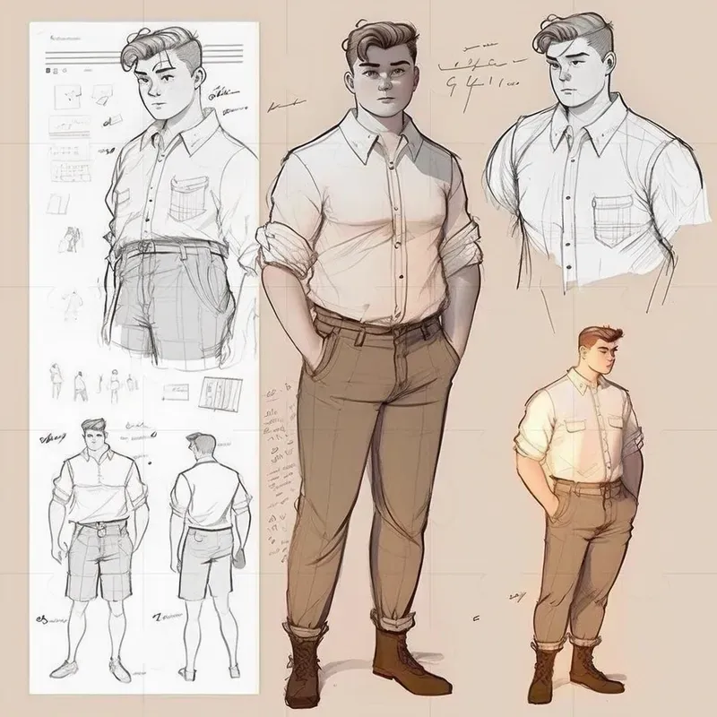 Male Full-body Fashion Character Sketches