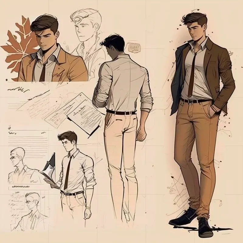 Male Full-body Fashion Character Sketches