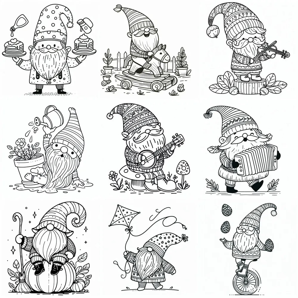 Funny Comedy Gnomes Coloring Pages