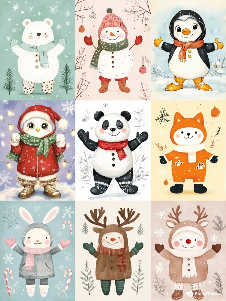 Cute Christmas Gift Wrap Cartoons