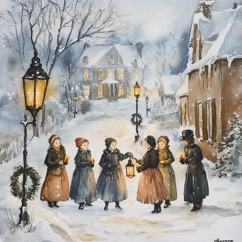 Vintage Christmas Watercolour Paintings