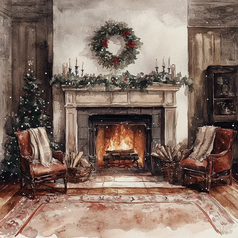Vintage Christmas Watercolour Paintings