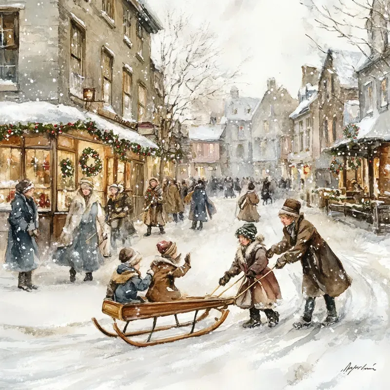 Vintage Christmas Watercolour Paintings