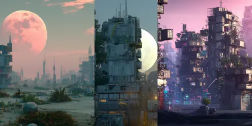 Post-apocalyptic City Scapes generated by dalle
