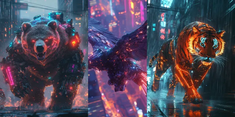 Cyber Beasts Neonwired Predators generated by undefined