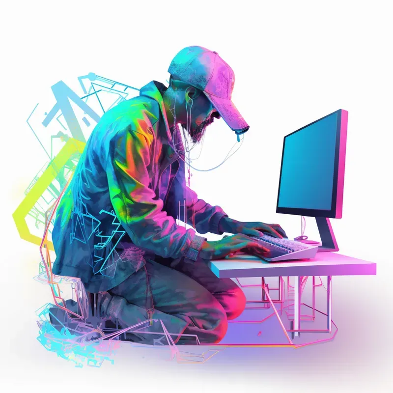 Neon Illustrations Of People