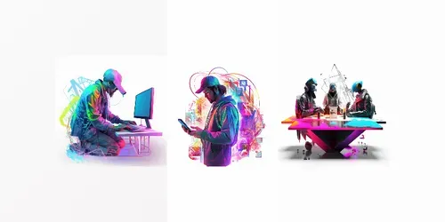 Neon Illustrations Of People generated by midjourney