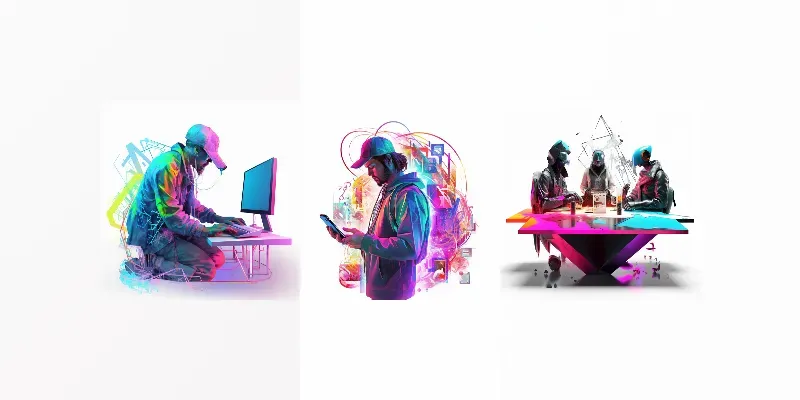 Neon Illustrations Of People generated by undefined