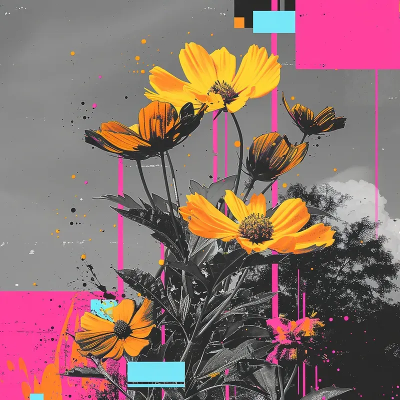 Messy Neon Art Prints