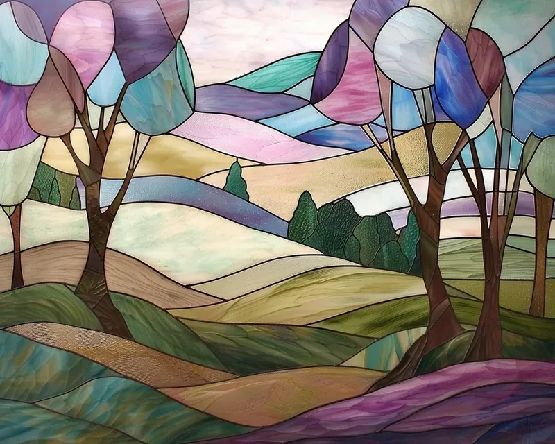 Tranquil Pastel Stained Glass Art