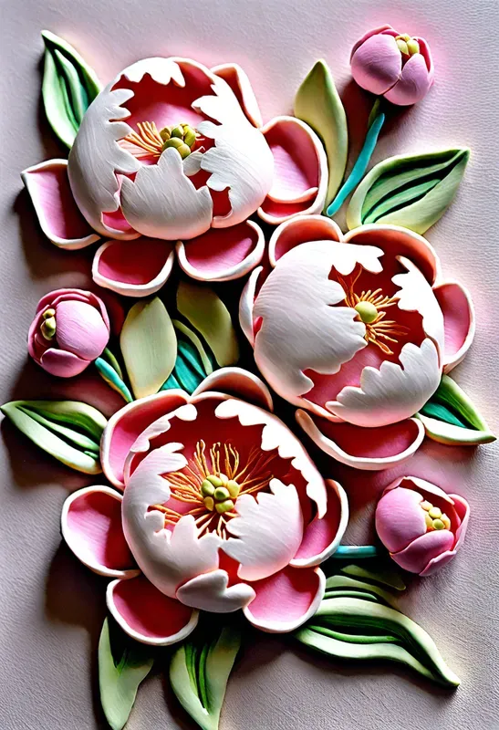 3D Clay Flowers Art