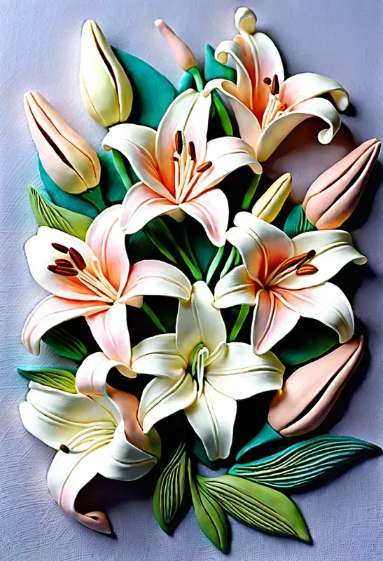 3D Clay Flowers Art