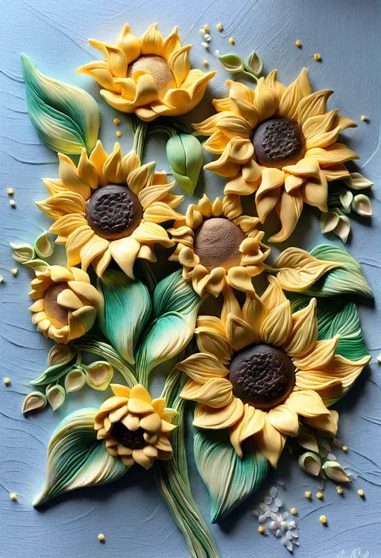 3D Clay Flowers Art