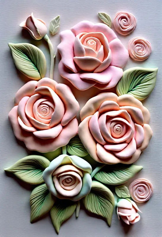 3D Clay Flowers Art
