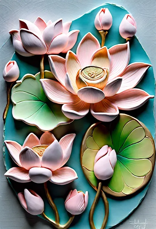 3D Clay Flowers Art
