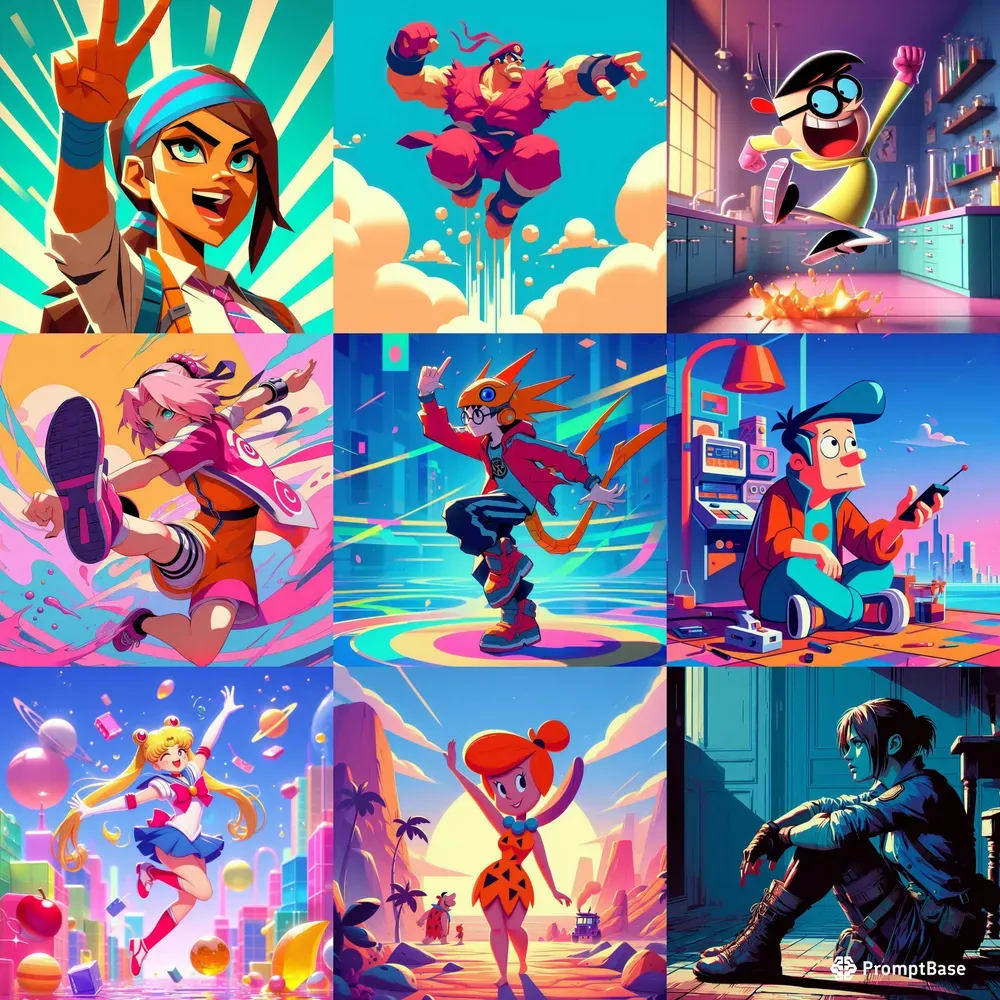 Cartoon Anime Characters In Funny Poses