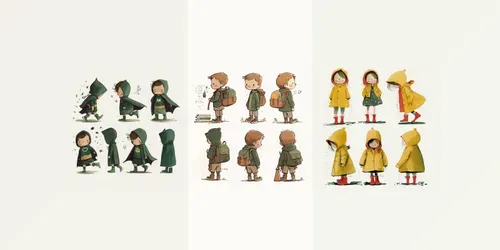 Character Illustrations Multiple Poses generated by midjourney