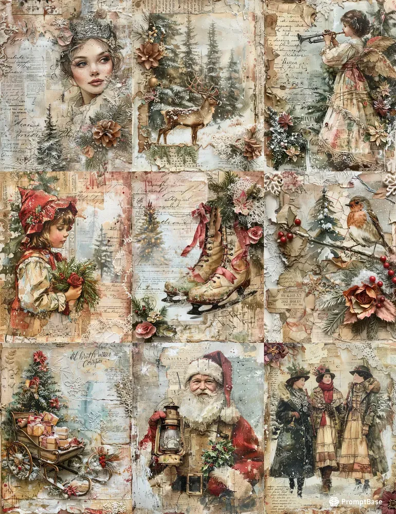 Christmas Junk Journal Ephemera Pages
